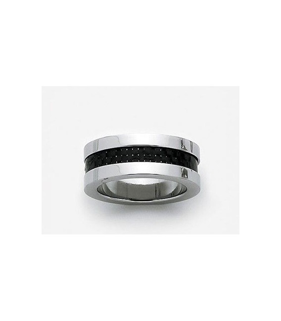 Bague homme acier et carbone anneau style alliance-1