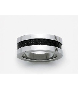 Bague homme acier et carbone anneau style alliance-1
