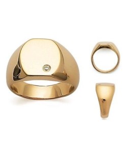 Grosse bague chevalière homme fantaisie plaqué or et zirconium-1
