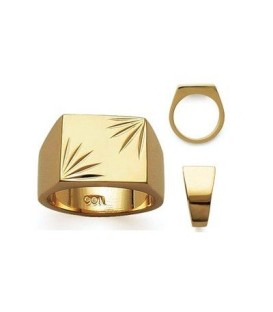 Grosse chevalière homme plaqué or bague rectangulaire ciselée-1