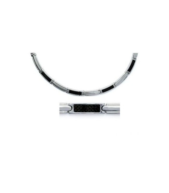 Collier fantaisie homme acier et carbone-1