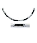 Collier fantaisie homme acier et carbone