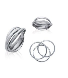 Bague homme trois anneaux d'acier entrelacés-1