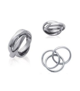 Bague homme trois beaux anneaux d'acier entrelacés-2