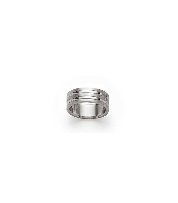 Bague acier style alliance striée-1