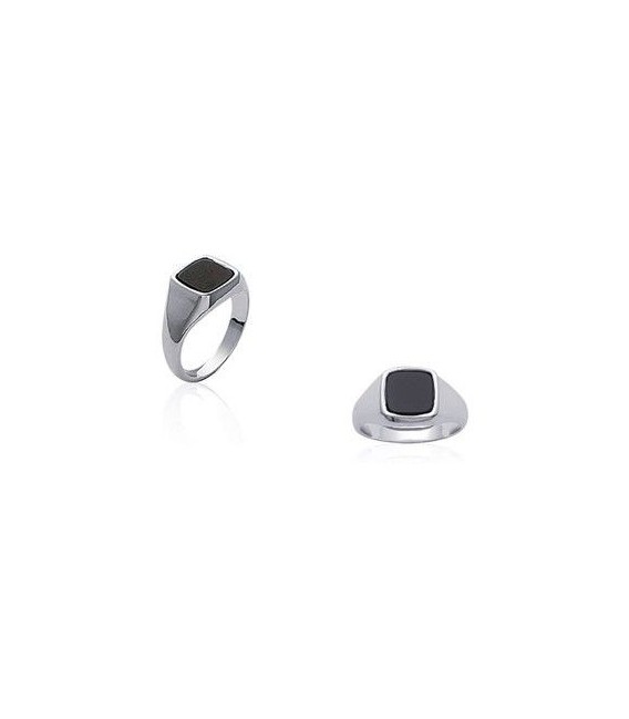 Chevalière bague homme argent massif et onyx carré-2