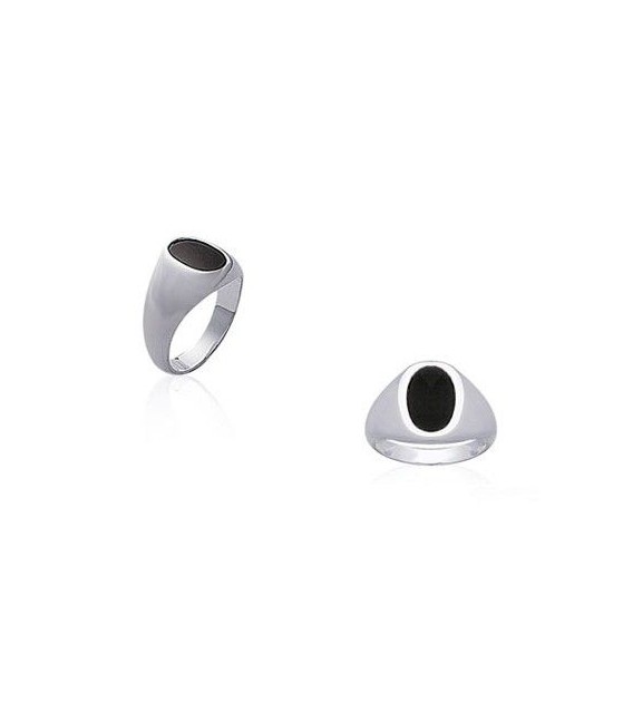 Chevalière homme argent massif et onyx ovale-2