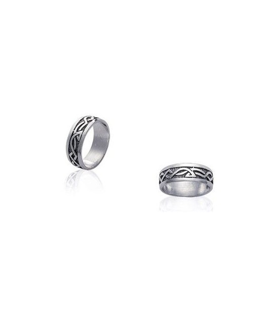 Bague homme alliance argent massif fantaisie-1