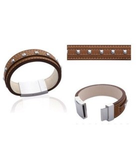 Beau bracelet homme superposition de cuir brun-1
