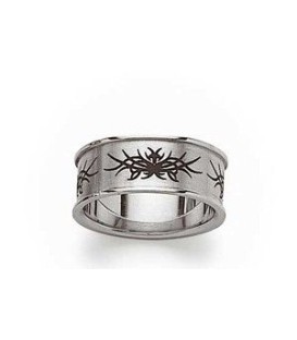 Bague large anneau alliance homme acier tribal-1