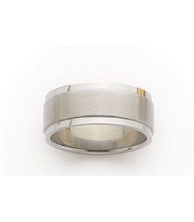 Bague homme acier plate style alliance aspect mat et brillant-1