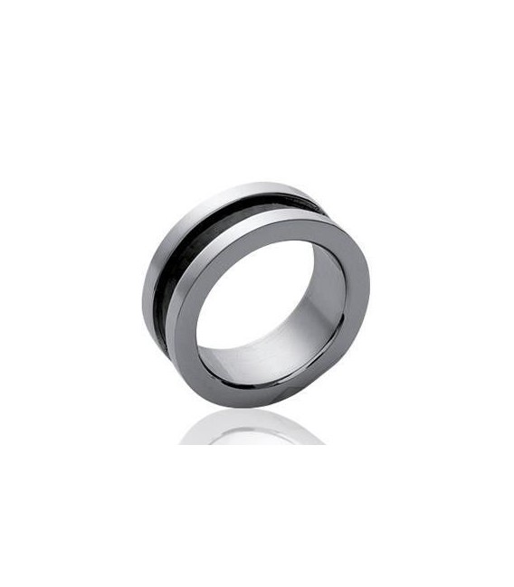 Bague homme acier et carbone anneau style alliance-2