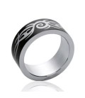 Bague homme acier alliance ruthénium noir anneau tribal