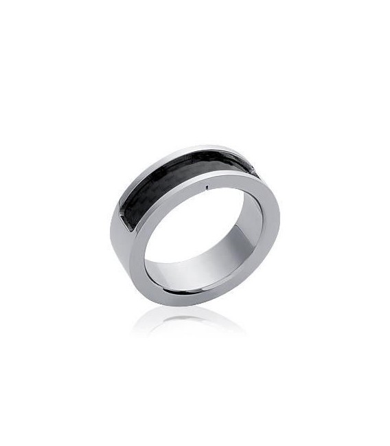 Bague homme acier anneau brossé carbone-2