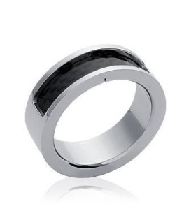 Bague homme acier anneau brossé carbone