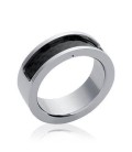 Bague homme acier anneau brossé carbone