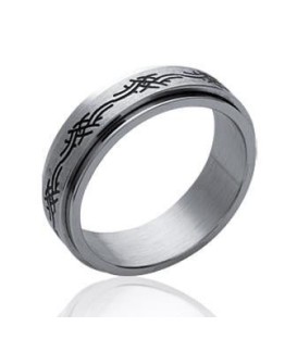 Bague homme acier alliance double anneaux mobiles Romaine tribal