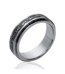 Bague acier double anneaux mobiles alliance tribal Romaine