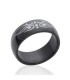 Bague homme acier ruthénium noir bombée tribal-2