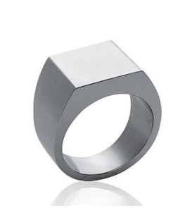 Grosse chevalière homme en acier miroir