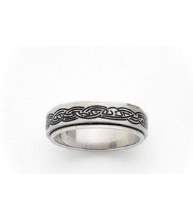 Bague acier double anneaux mobiles alliance tribal Romaine-1