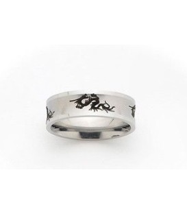 Bague homme acier anneau brossé tribal dragon