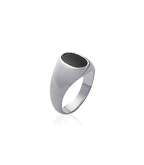 Chevalière homme argent massif et onyx ovale-3