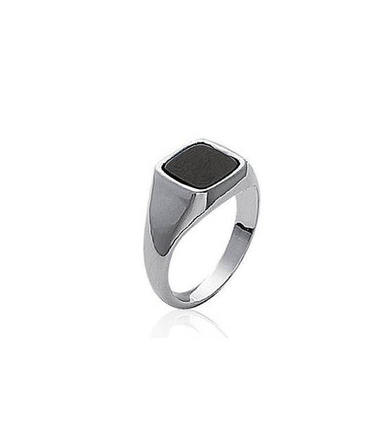 Chevalière bague homme argent massif et onyx carré-3