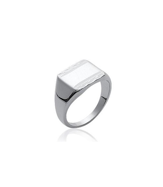 Belle bague chevalière argent massif stylisée de chaque coté miroir-3