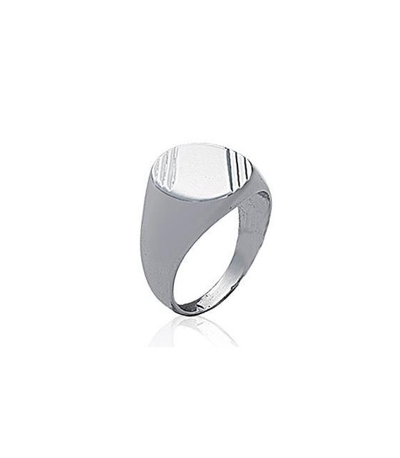 Bague chevalière ronde homme simple argent massif-3