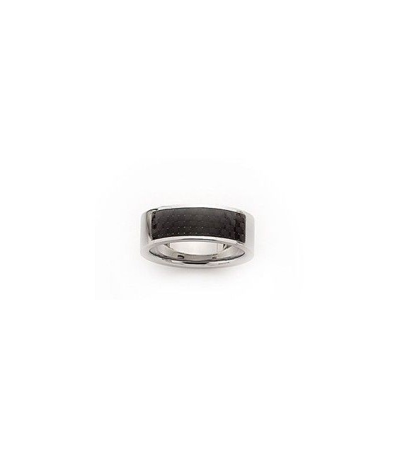 Bague homme acier anneau brossé carbone-1