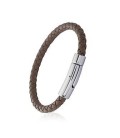 Bracelet homme en cuir brun tressé rond