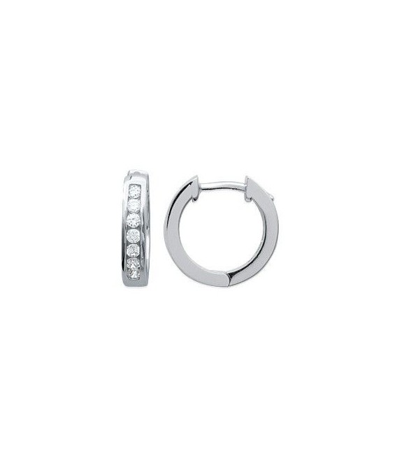 Petite créole argent massif zirconium boucles d'oreilles-1