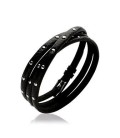 Bracelet lacet pour homme en cuir noir clouté fantaisie