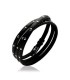 Bracelet lacet pour homme en cuir noir clouté fantaisie-1