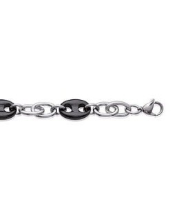 Bracelet homme acier grain de café en ruthenium