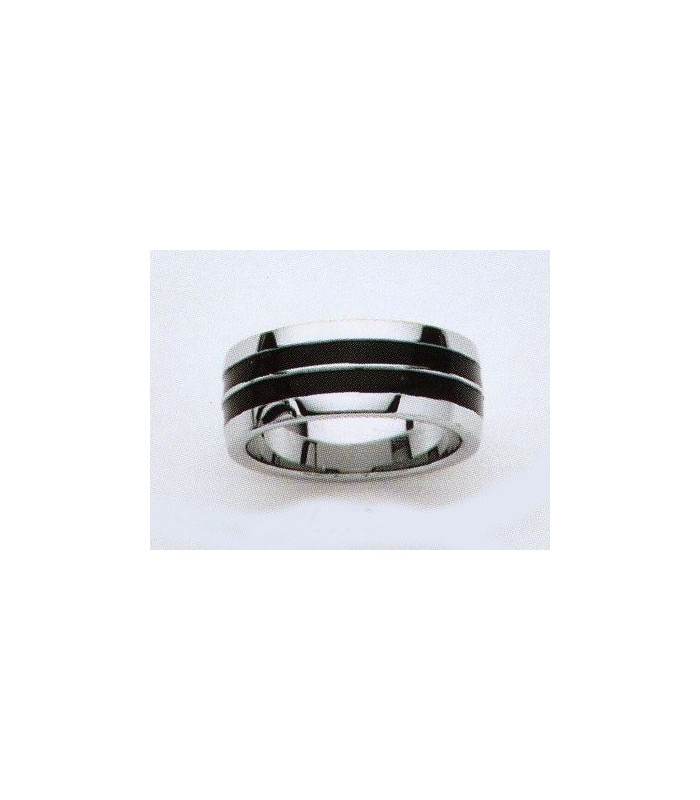 bague homme acier et double anneaux d'émail