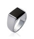 Bague chevalière homme argent massif agate noire-1