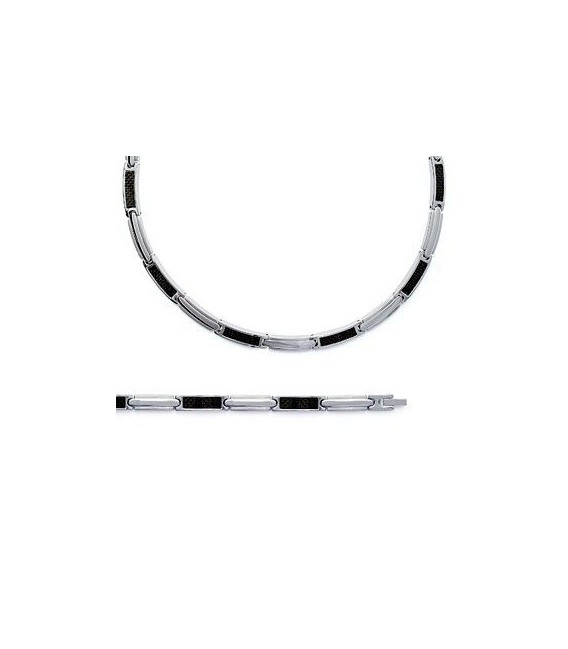 Collier fantaisie homme acier et carbone-2