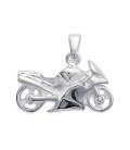 Pendentif moto argent massif pour motard