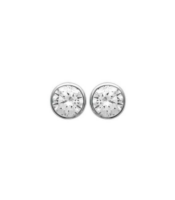 Boucles d'oreilles clou argent massif zirconium taillé serti rond-1