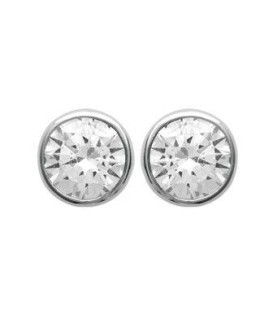 Boucles d'oreilles clou argent massif zirconium taillé serti rond