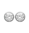 Boucles d'oreilles clou argent massif zirconium taillé serti rond