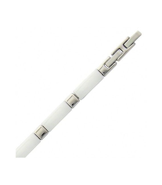 bracelet homme céramique blanche et acier-1