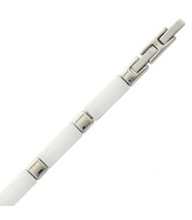 bracelet homme céramique blanche et acier