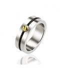 Bague acier et or homme style alliance acier et vis en or