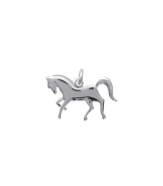 Pendentif argent massif cheval au galop-1