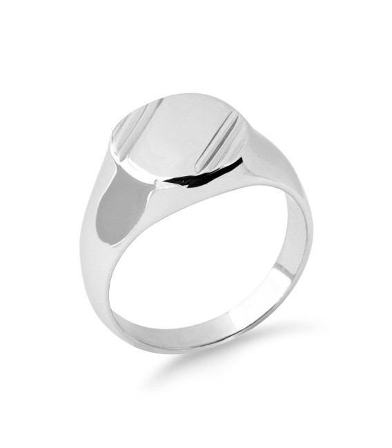 Bague chevalière ronde homme simple argent massif-4