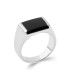 Bague chevalière homme argent massif agate noire-2