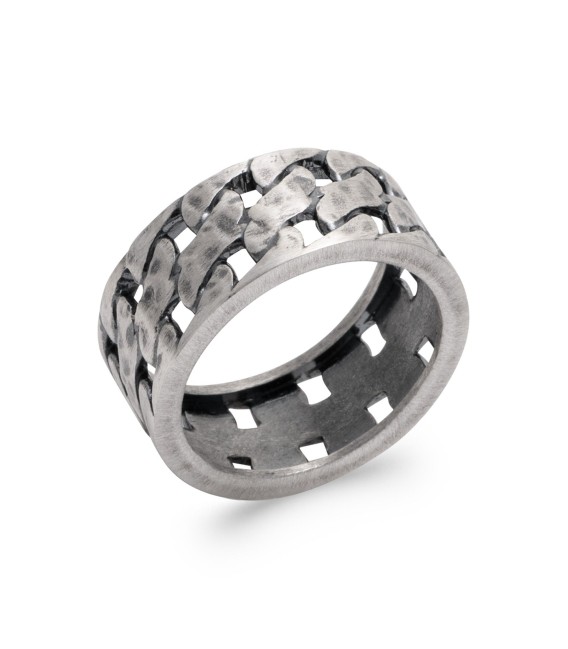 Bague anneau chaîne maille gourmette argent massif-1